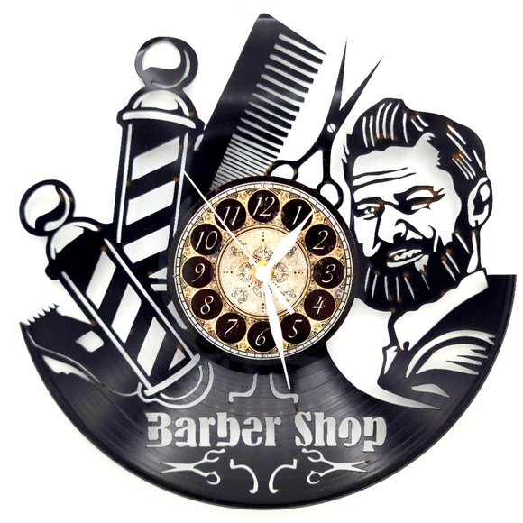 BARBER SHOP vinyl record clock - Picture 1 of 2